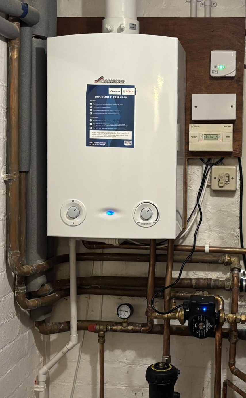 New Worcester boiler and copper pipework fitted by DN Heating