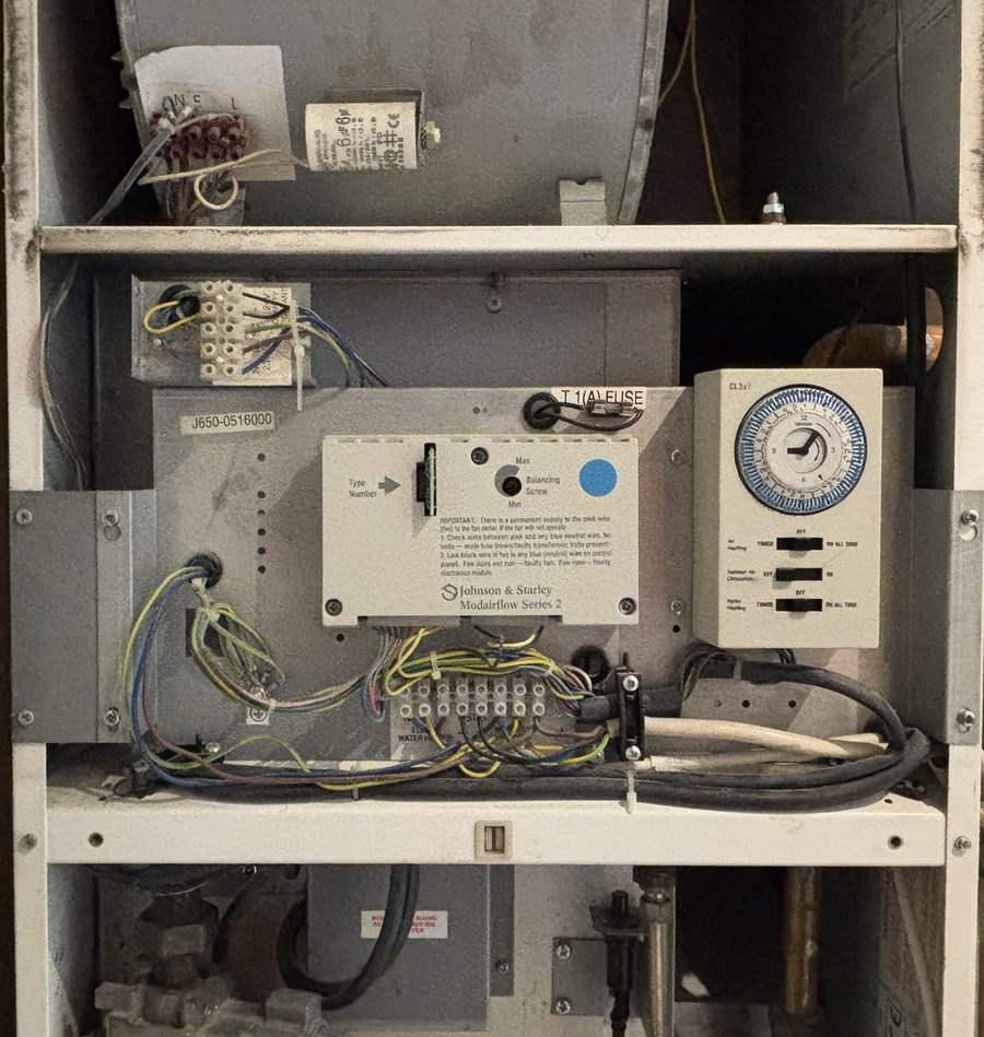 Johnson and Starley Modairflow control panel and wiring